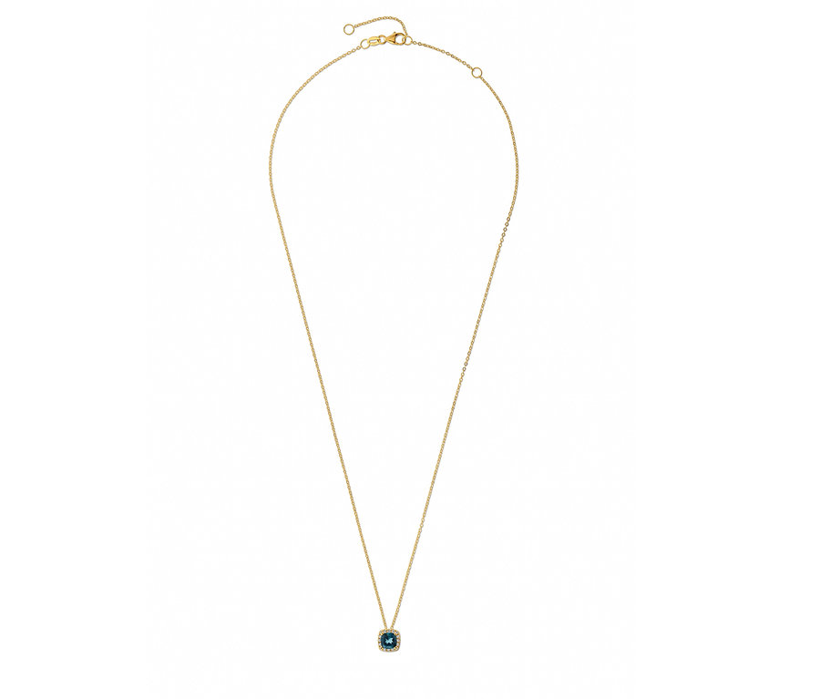 Goldkette mit blauem London Blue Topas Anhänger.