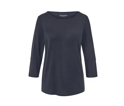 Blaues Funktionsshirt mit 3/4-Ärmeln.