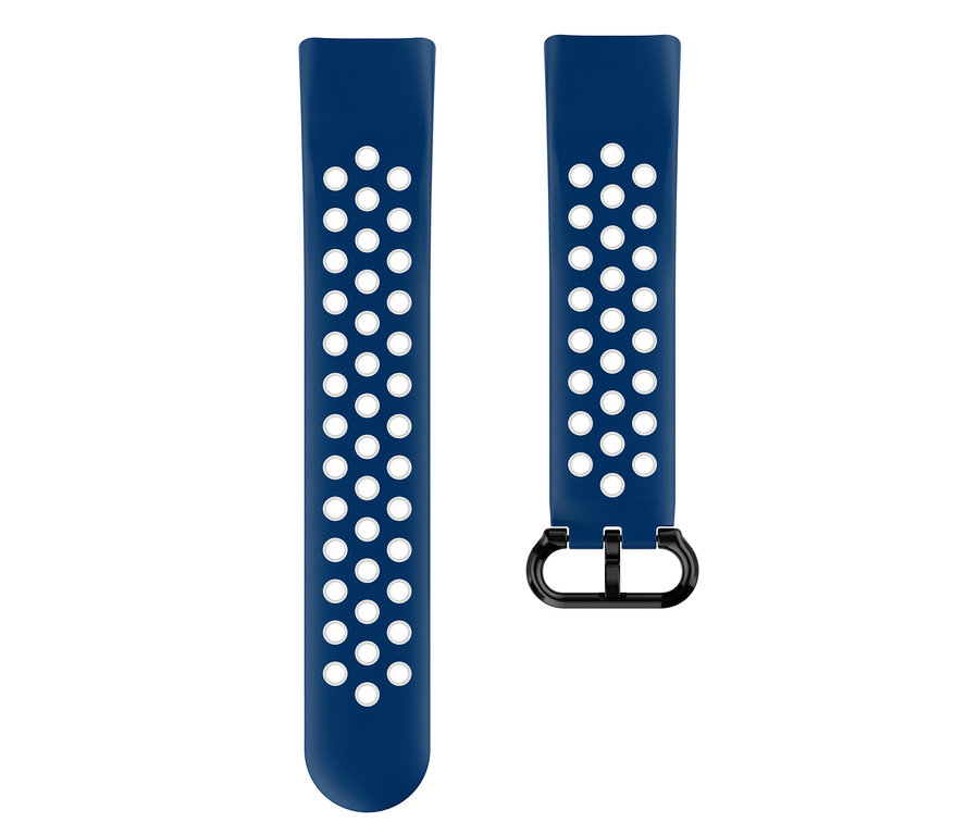 Blaues Fitbit Armband mit Lochmuster. Fitbit Aktivitäts-Tracker »Charge 5« Zusatzarmband.