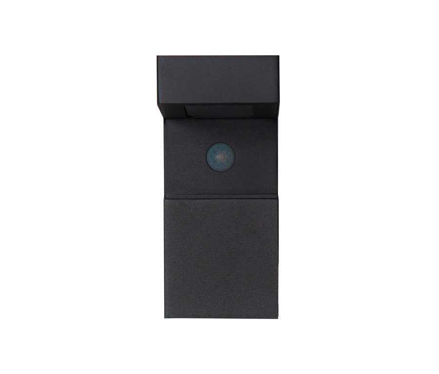 Schwarze Oudoor-Solar-LED-Wandleuchte, 20 cm.