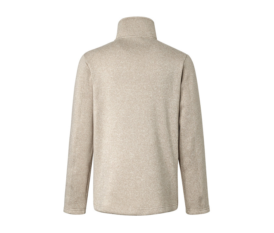 Rückansicht eines beigen Strickfleece-Troyers.