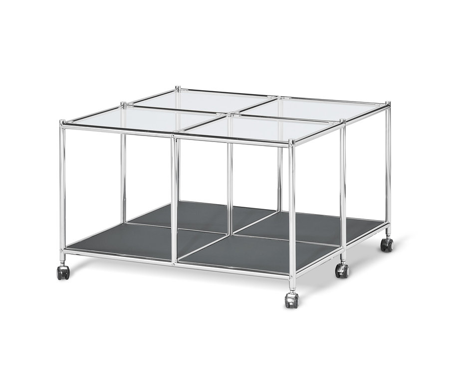 Grauer Couchtisch »CN3« mit Rollen.