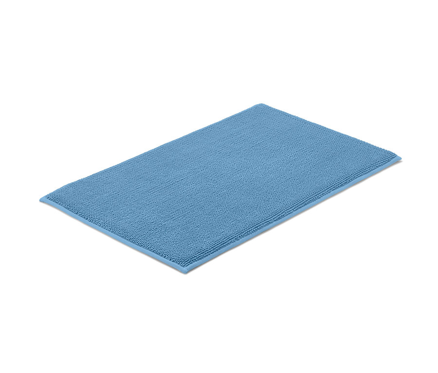 Eine blaue Komfort-Badematte, ca. 40 x 70 cm.