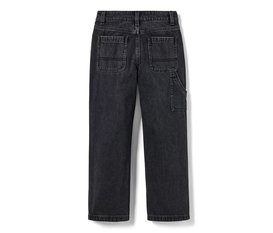 Von hinten gezeigte schwarze Kinder-Cargohose.