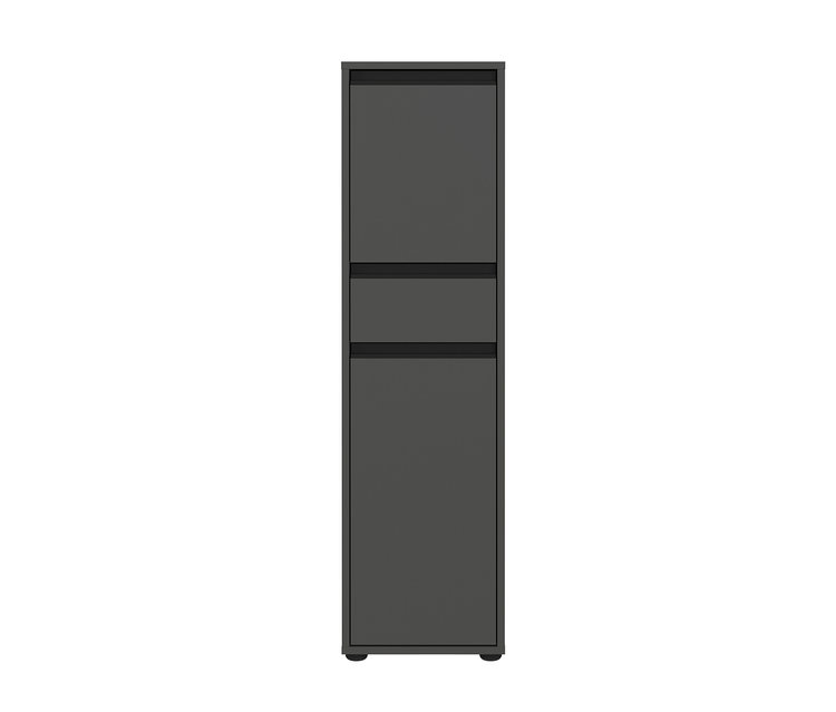 Ein graphitfarbener Badschrank »Lemont« mit zwei Türen und einer Schublade.