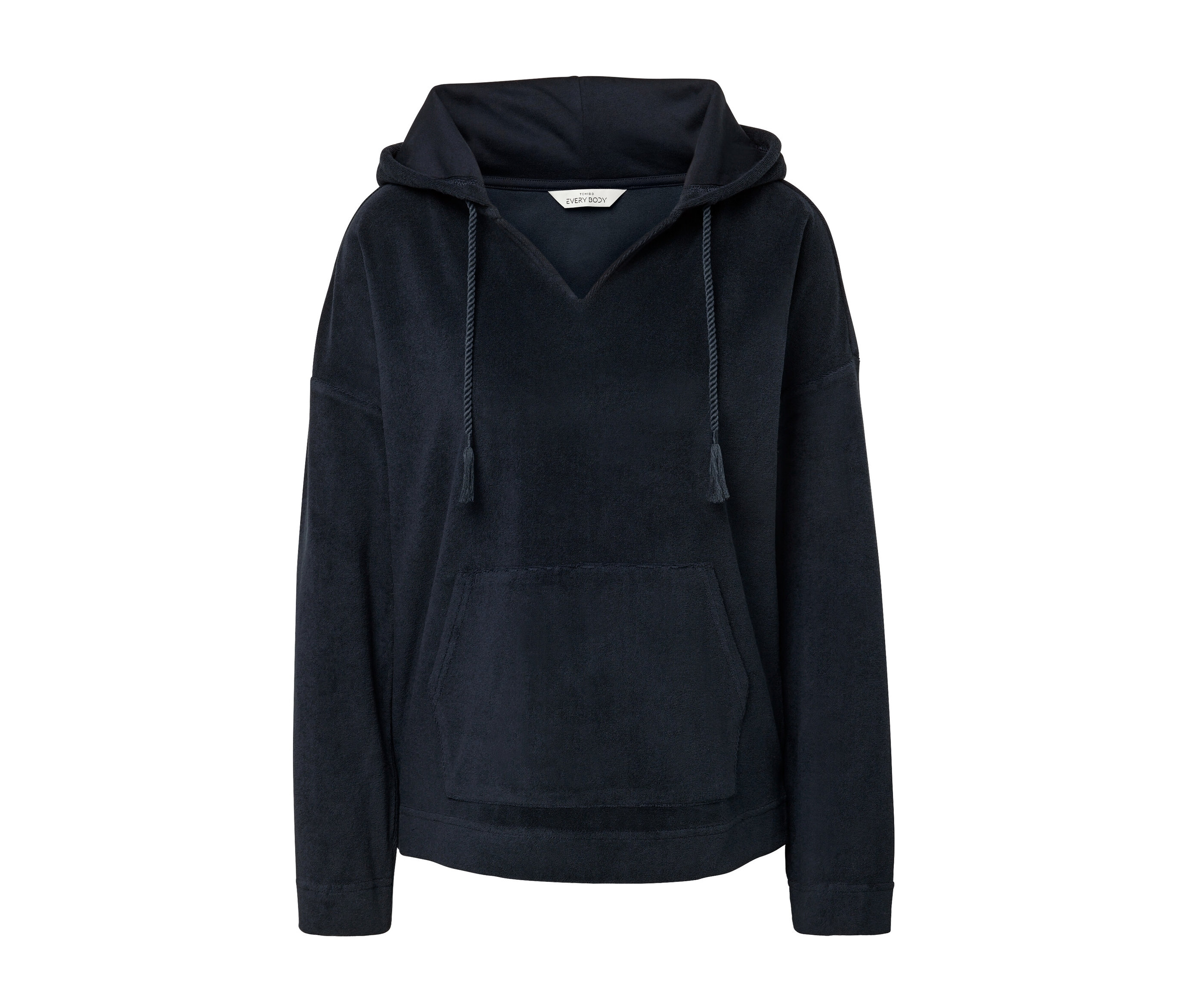 Frottee-Hoodie - Damen - Gr. S - dunkelblau - dunkelblau