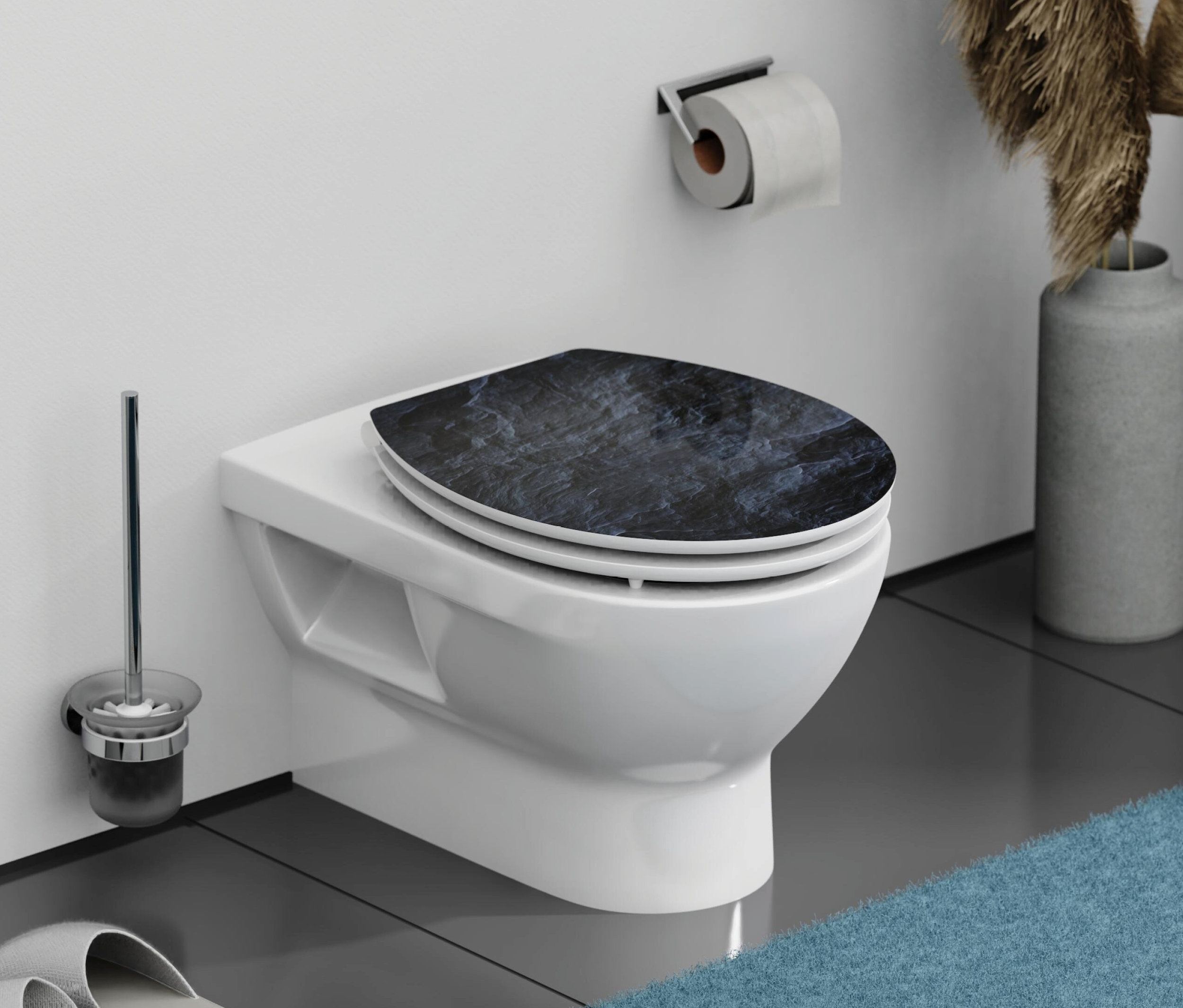 Thumbnail - Schütte MDF High-Gloss WC-Sitz mit Absenkautomatik »Black Stone« - weiß