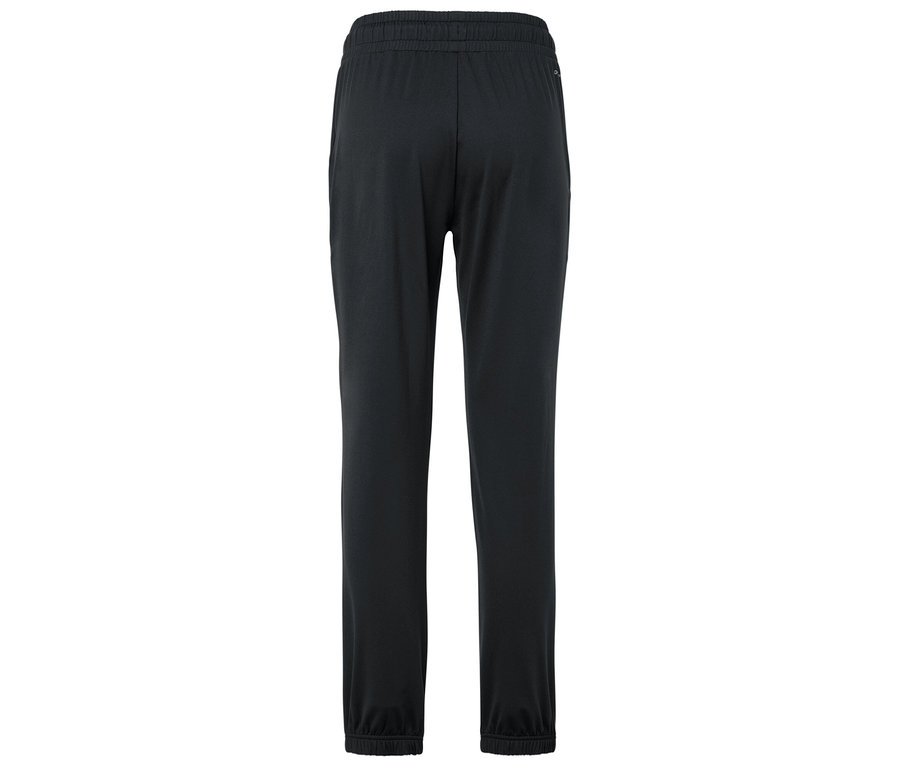 Schwarze Trainingshose mit Kordelzug in der Taille.