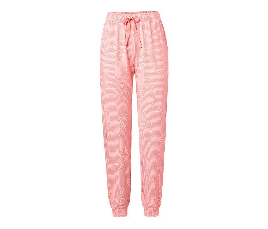 Rosa Pyjamahose mit geometrischem Muster.
