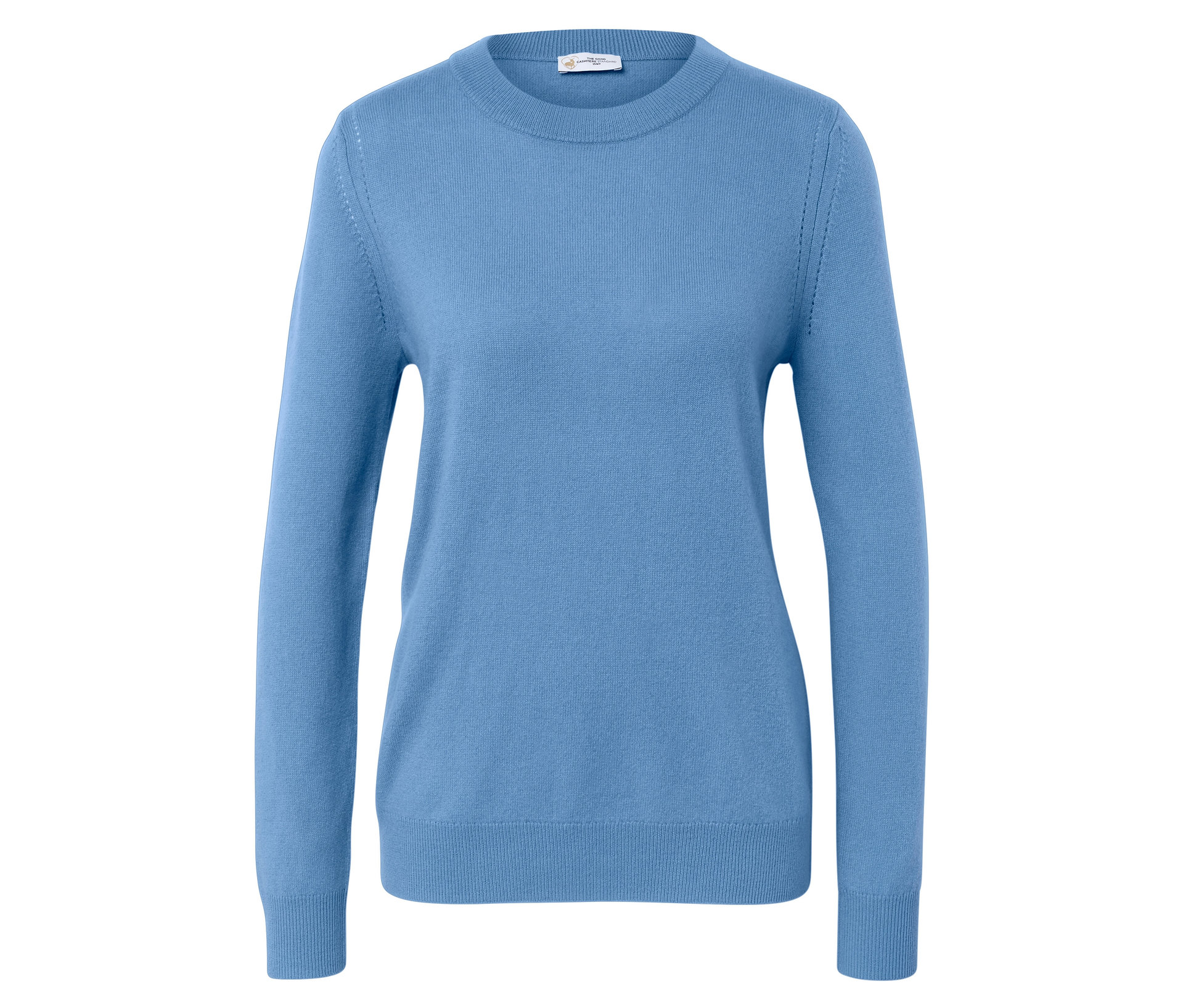 Feinstrickpullover mit Cashmere - Damen - Gr. S - blau - blau