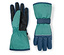 Zwei Winterhandschuhe, einer mit der Handfläche nach oben, der das Innere des Handschuhs zeigt, der andere mit der Handfläche nach unten.