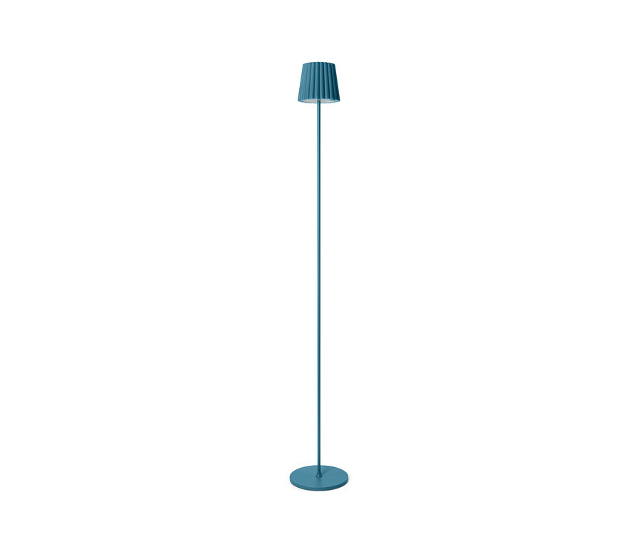 Eine blaue LED-Akku-Outdoor-Stehleuchte.