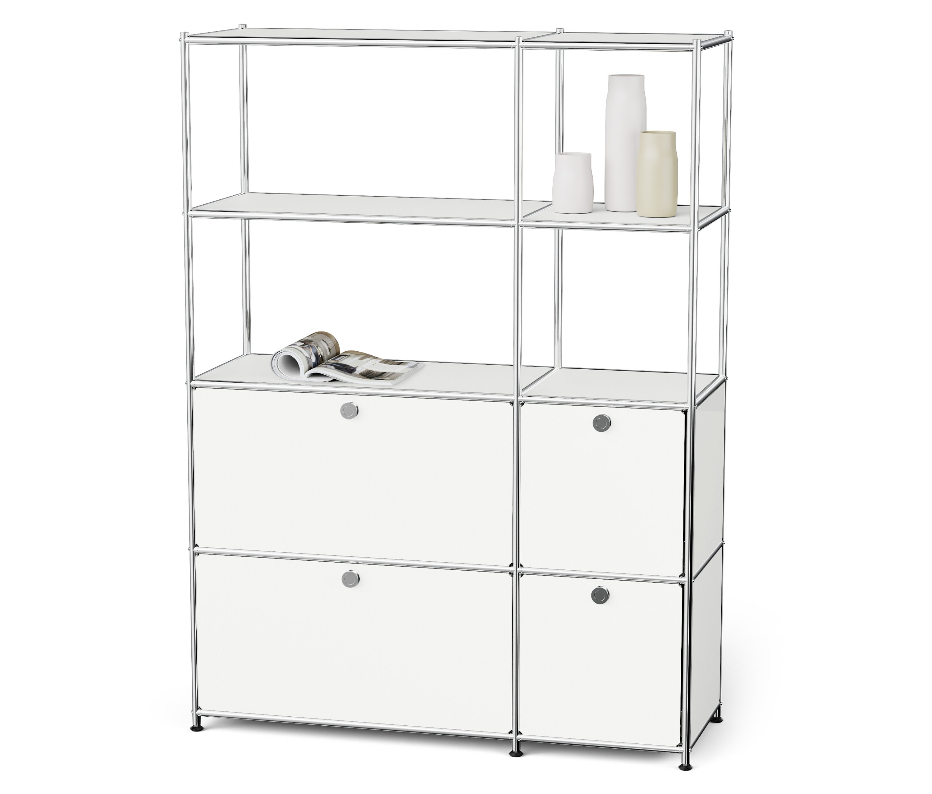 Weißes Regal Metall »CN3« mit 4 Klappenfächern.