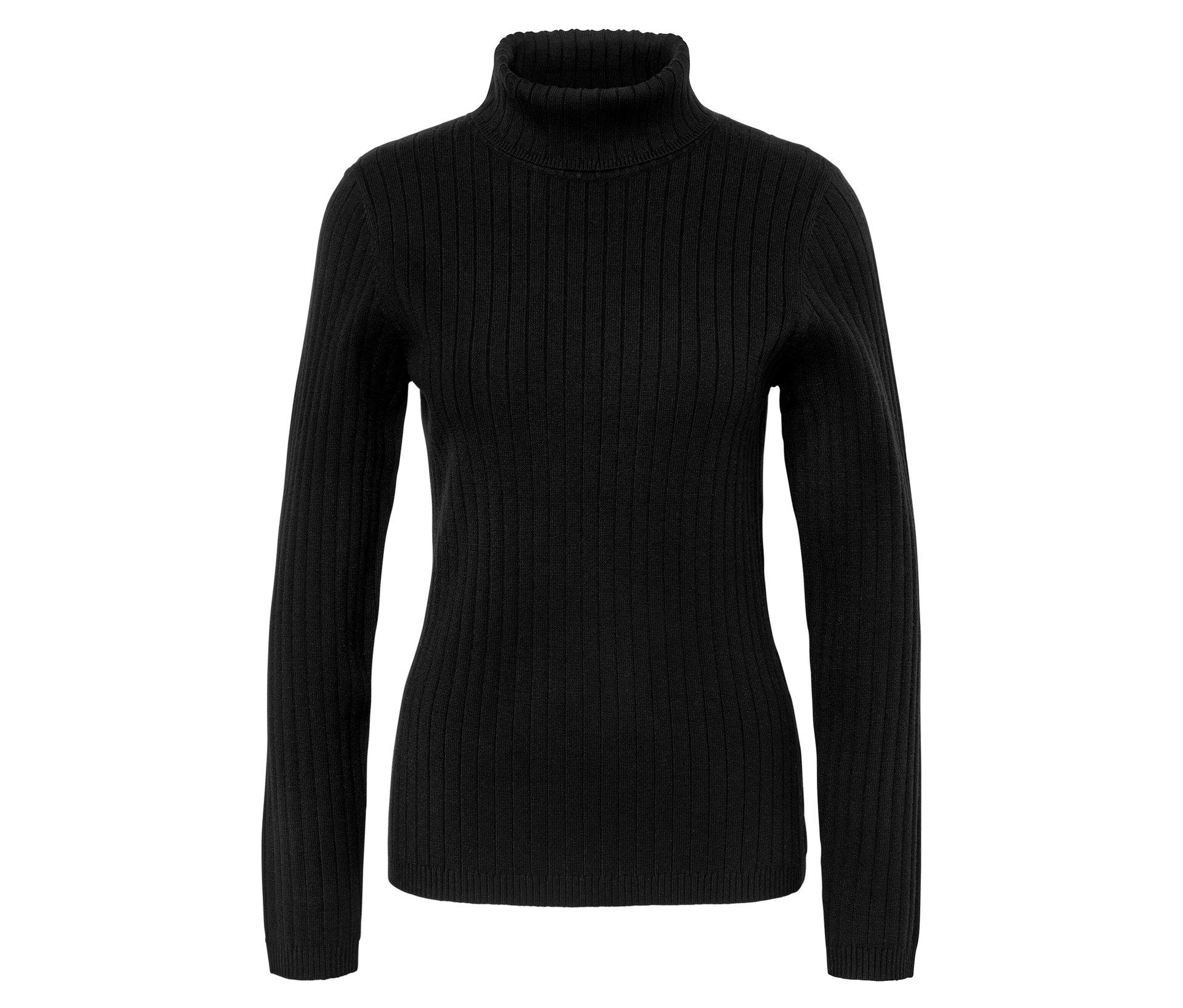 Gerippter Rollkragenpullover - Damen - Gr. XL - schwarz - schwarz