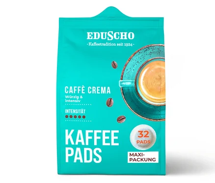 Packung Eduscho Kaffeepads Caffè Crema mit 32 Pads.