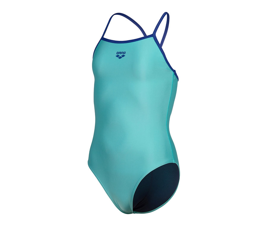 Hellblauer Arena Feel Kinder-Badeanzug Light Drop Back Solid.
