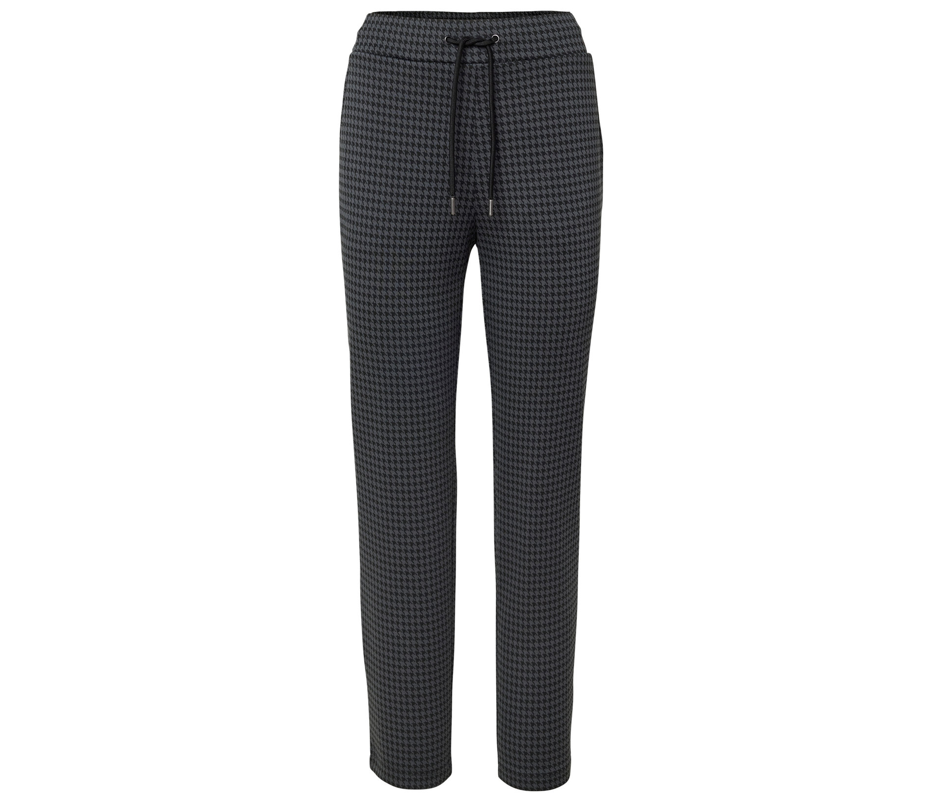 Joggpants mit Hahnentritt-Jacquard - Damen - Gr. L - schwarz/jacquard - schwarz