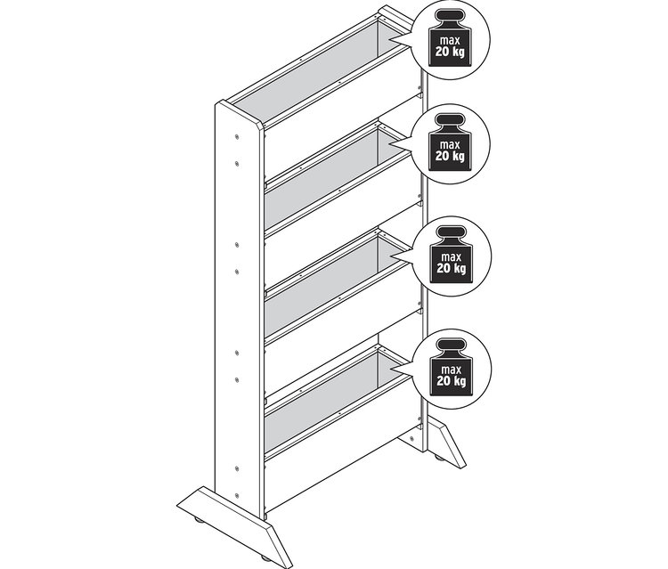 Illustration eines Vertikalbeets mit vier Ebenen.