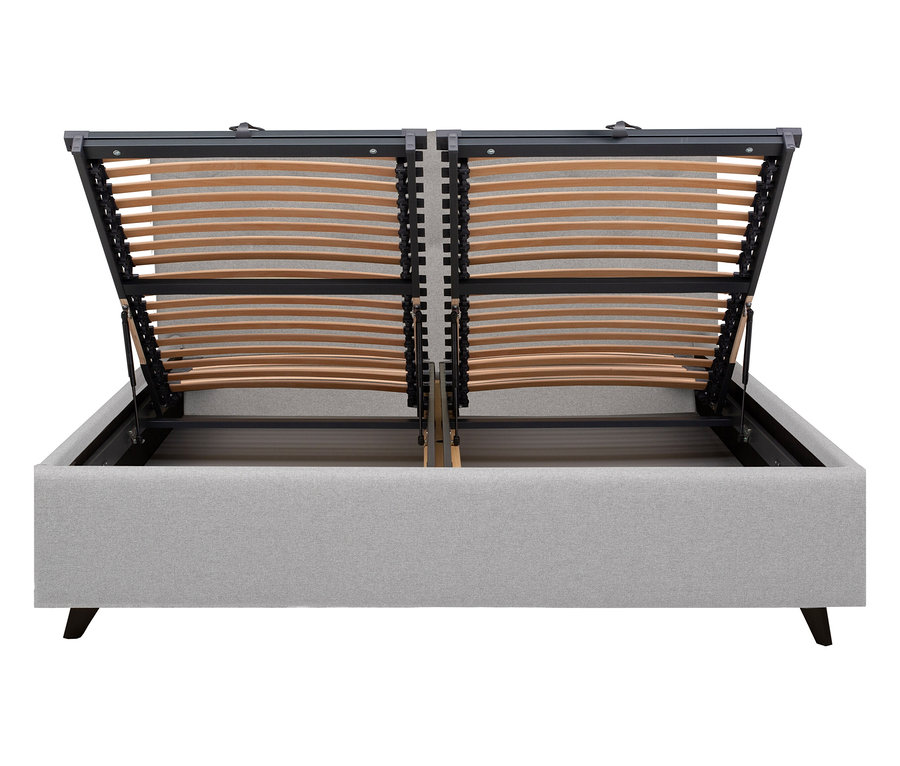 Geöffnetes TEMPUR FORM™ Bett DOTS, 180 x 200 cm, mit Lattenrost.