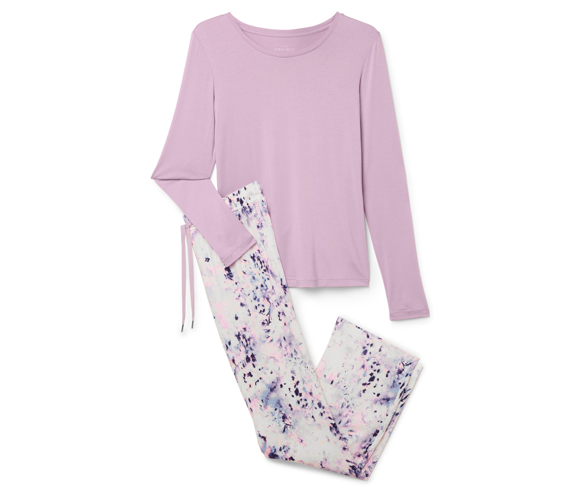 Pyjama mit Webhose - Damen - Gr. L - creme/print - creme