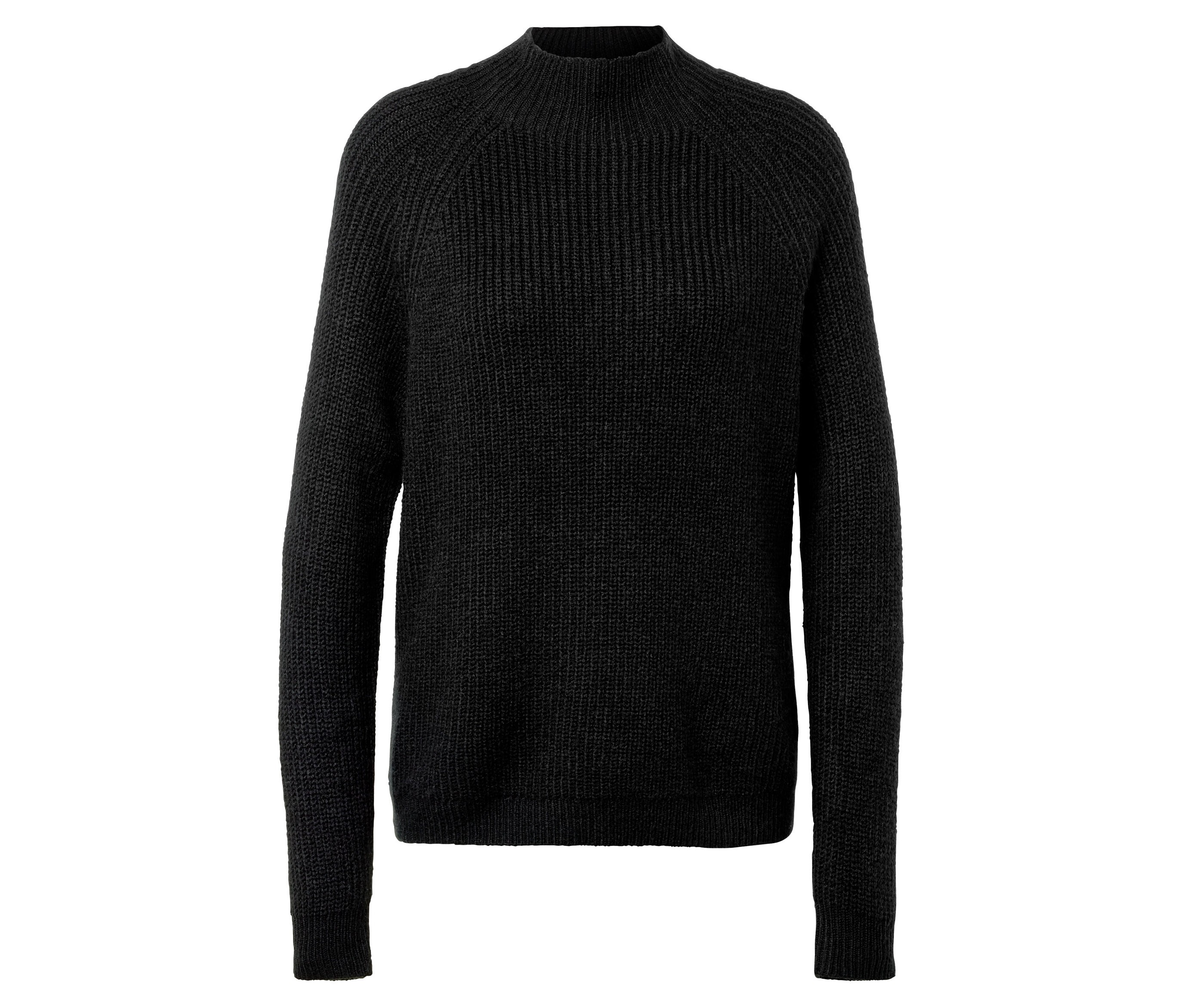 Grobstrickpullover mit Stehkragen - Damen - Gr. XL - schwarz - schwarz