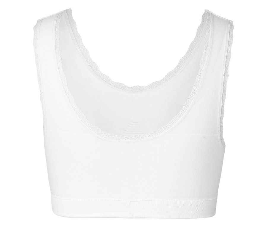 Weißes Bustier mit Spitzenrand.