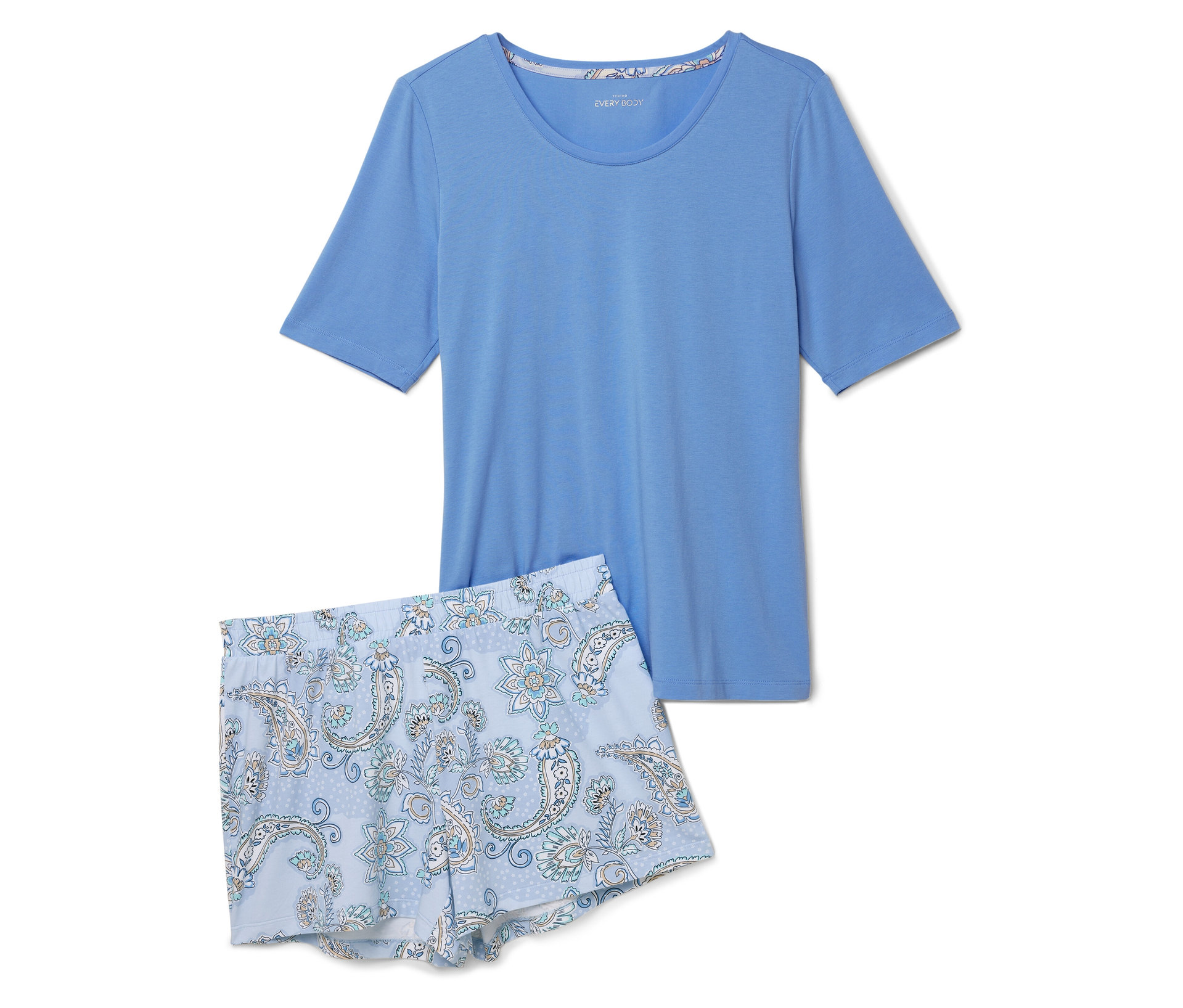 Shorty-Pyjama-Set - Damen - Gr. XL - hellblau/paisley - hellblau