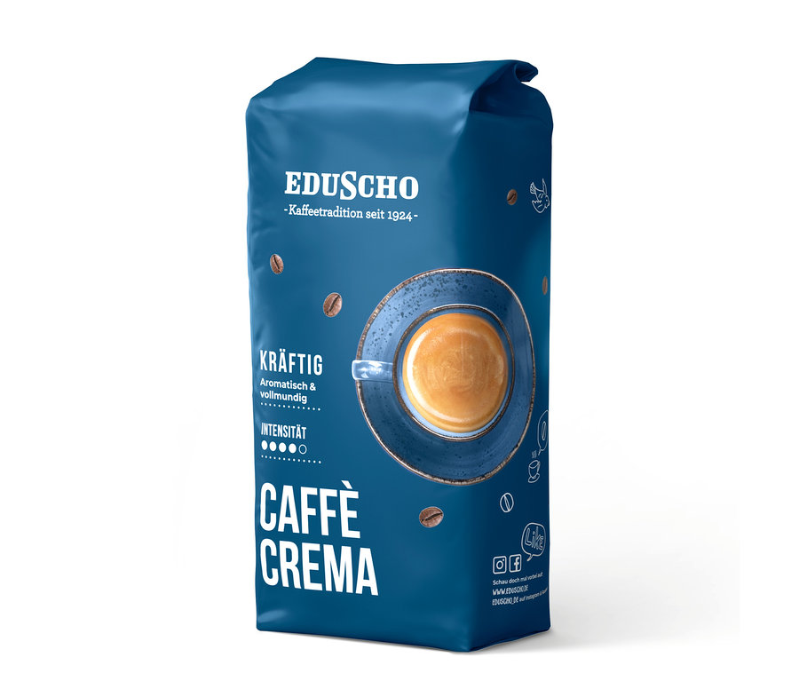 Eine Packung Eduscho Caffè Crema Kräftig - Ganze Bohne.