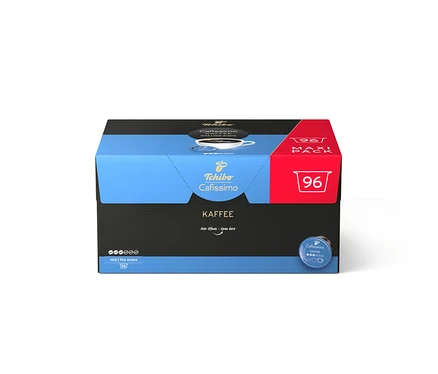 Eine Packung Cafissimo Kaffee mild - 96 Kapseln ist zu sehen.