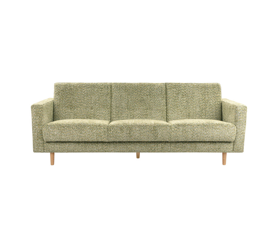 Hellgrünes 3-Sitzer Schlafsofa »Janny« mit Holzfüßen.