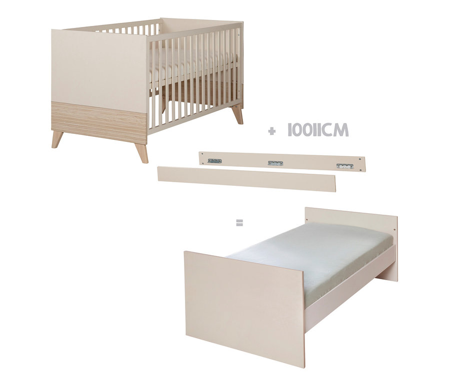 Babybett roba Set »Sidney« 2-teilig, Kaschmir, mit Umbausatz zum Juniorbett.
