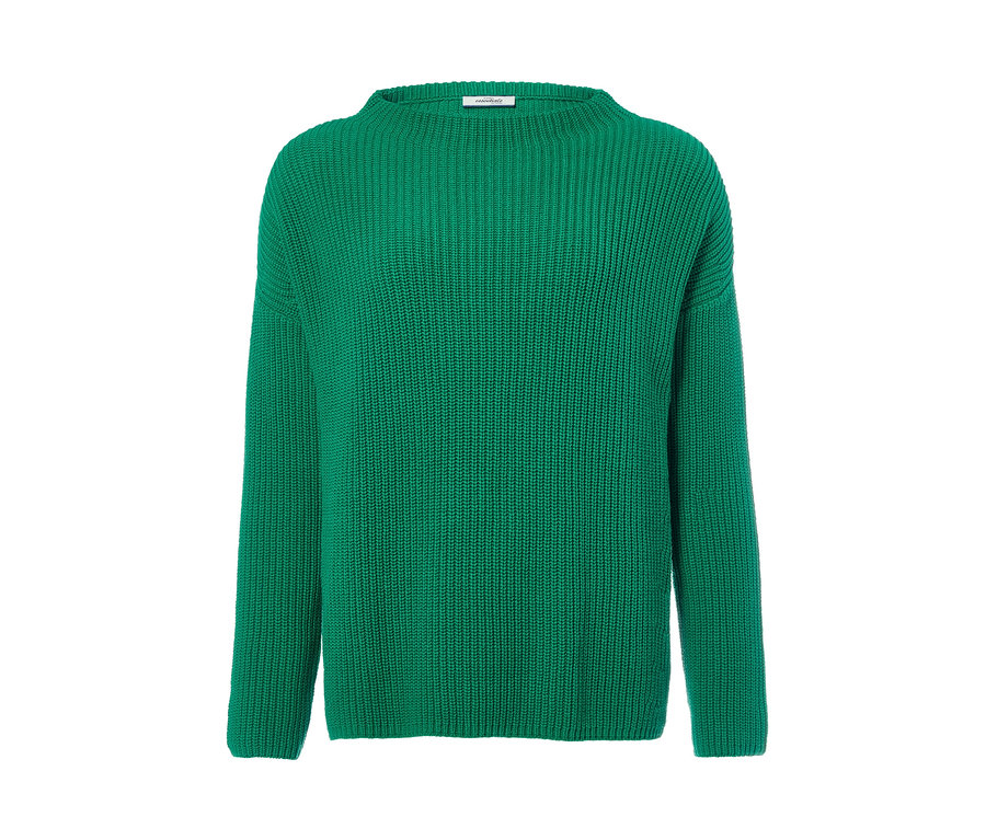 Grüner Strickpullover.