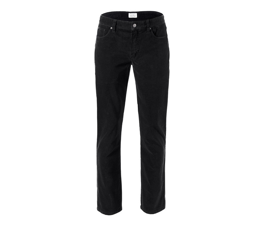 Eine schwarze Cordhose.