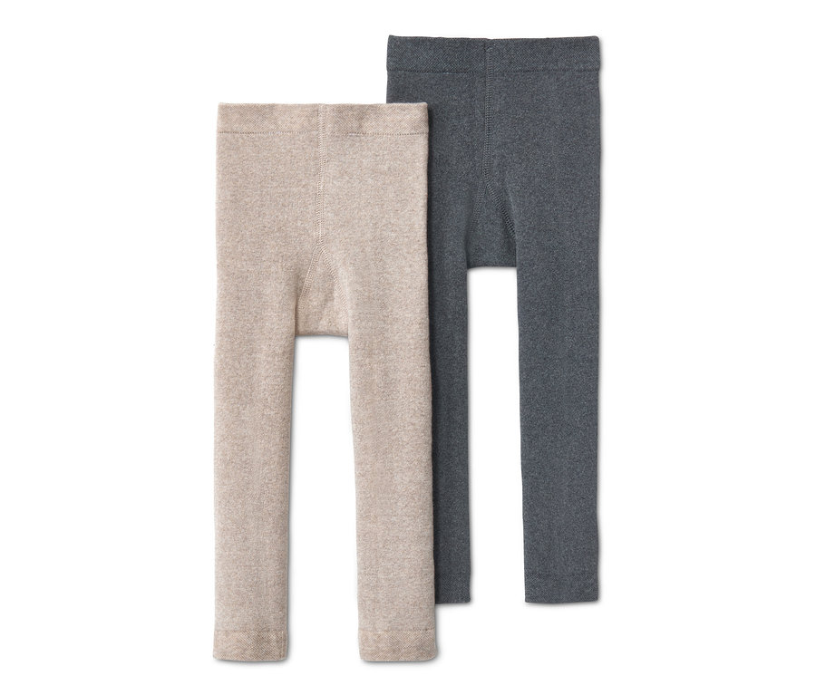 Zwei Thermoleggings, eine beige, eine graue.
