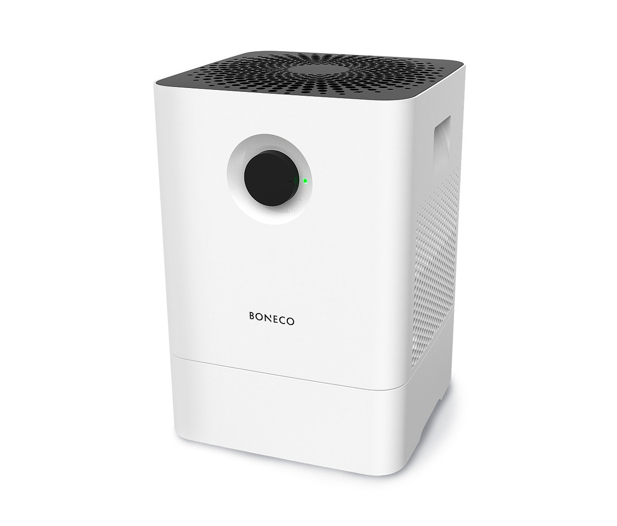 Ein weißer Boneco-Luftbefeuchter und Luftwäscher »W200«.