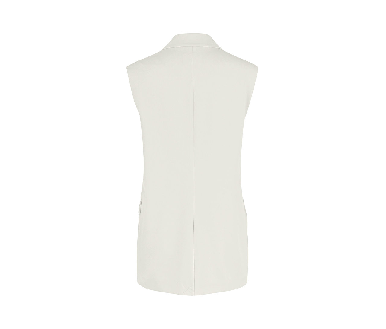 Rückansicht einer weißen Blazerweste.