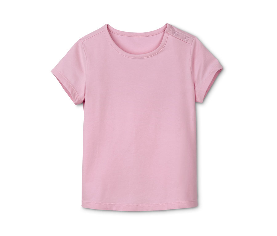 Rosa Baumwoll-T-Shirt, 3er-Pack, mit kurzen Ärmeln und Druckknöpfen an der Schulter.