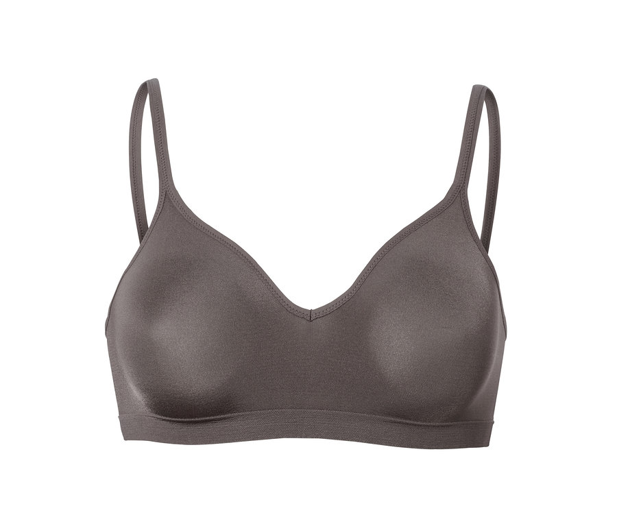 Ein grauer Seamless-Soft-BH auf weißem Hintergrund.