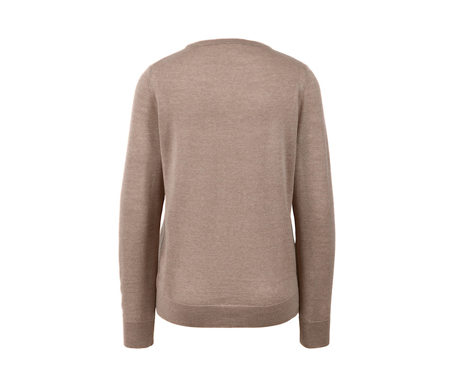 Beige melierter Pullover aus Merinowolle.