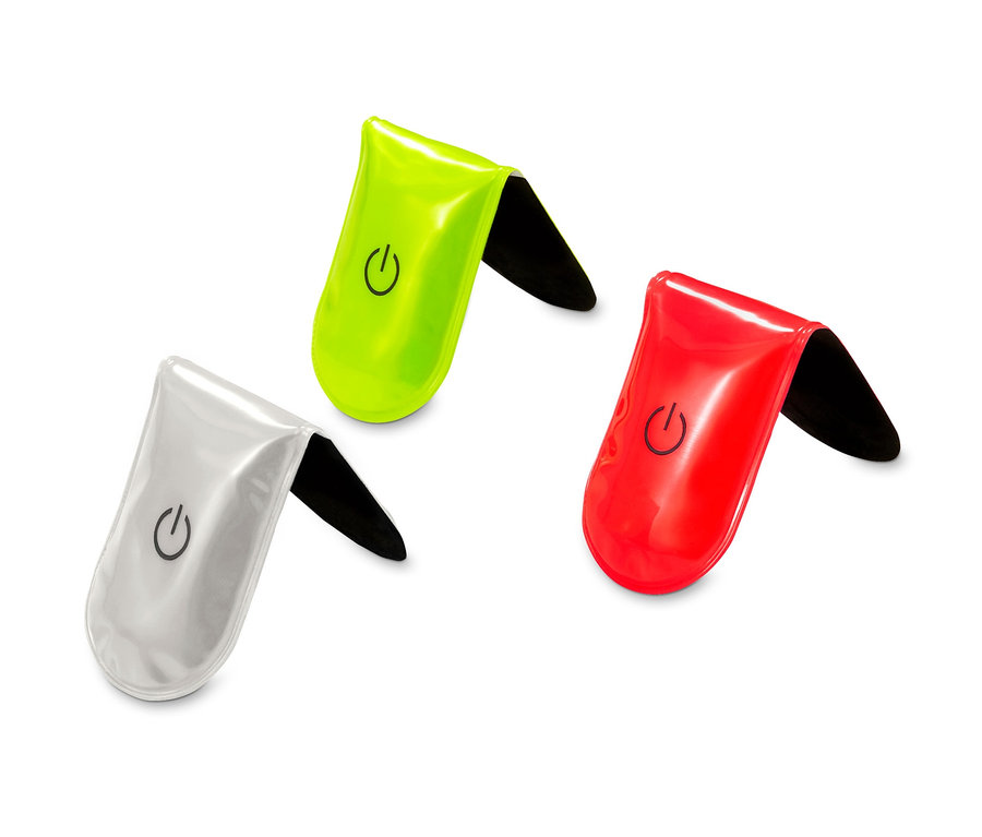 Drei LED-Magnetlichter in Weiß, Grün und Rot.