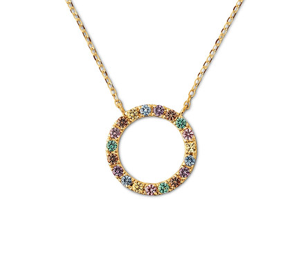 Gold-Kette mit farbigen Zirkonia.