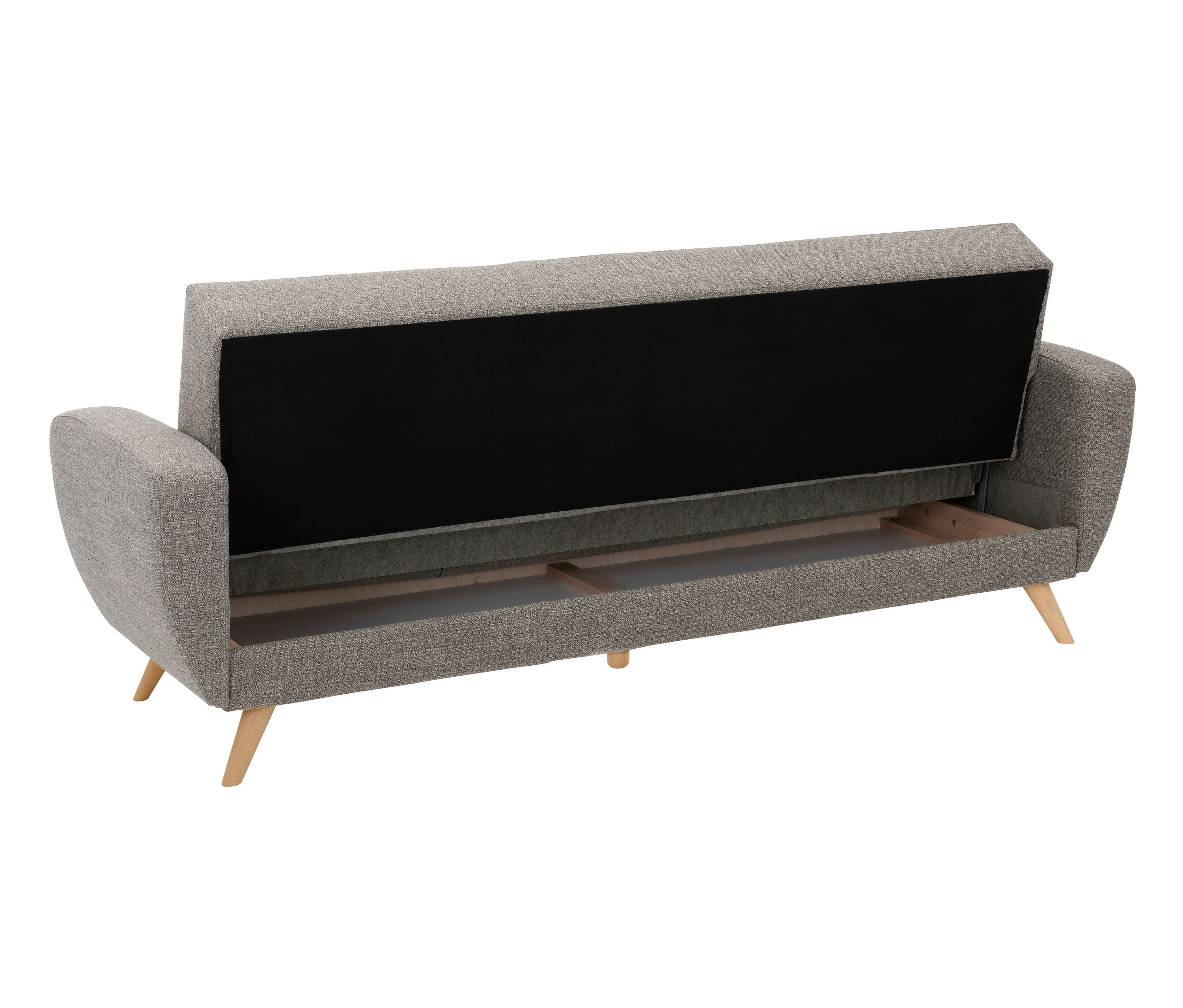 Thumbnail - Tchibo - 3-Sitzer-Schlafsofa »Justus« in grau meliertem Webstoff - 230x82x85cm - braun - Holz / Buchenholz / Polyester