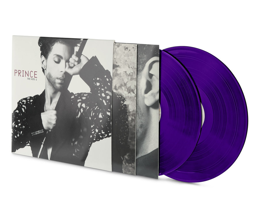 Zwei lila Doppel-LPs »Prince – The Hits 1« nebeneinander.