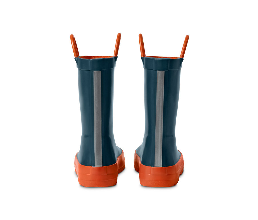 Ein Paar blaue Gummistiefel.