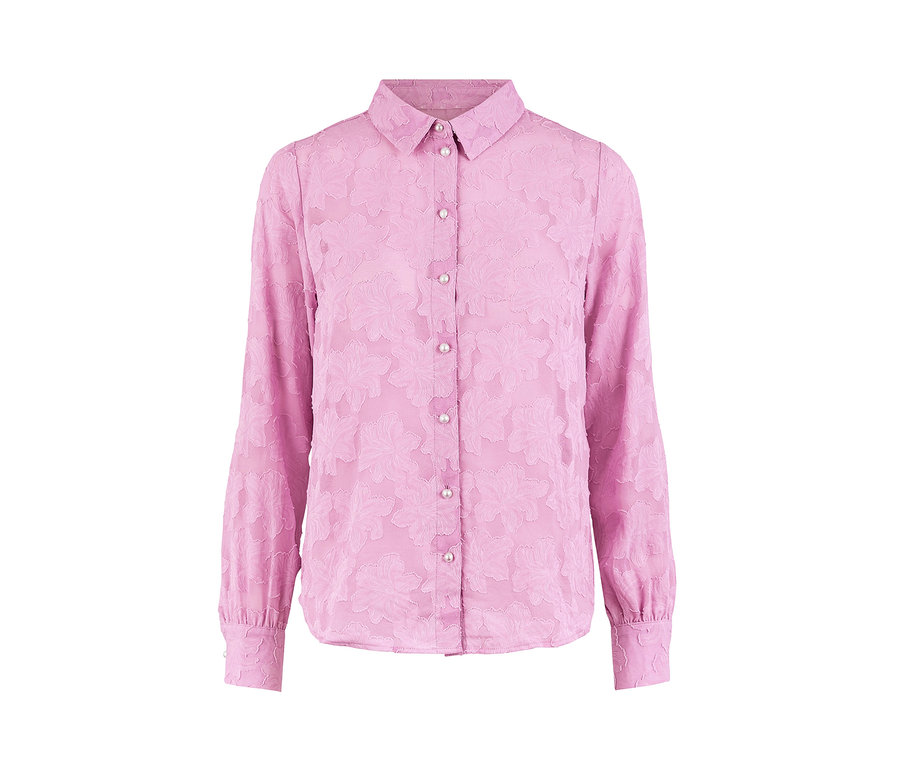 Helllila Hemdbluse mit Strukturmuster.