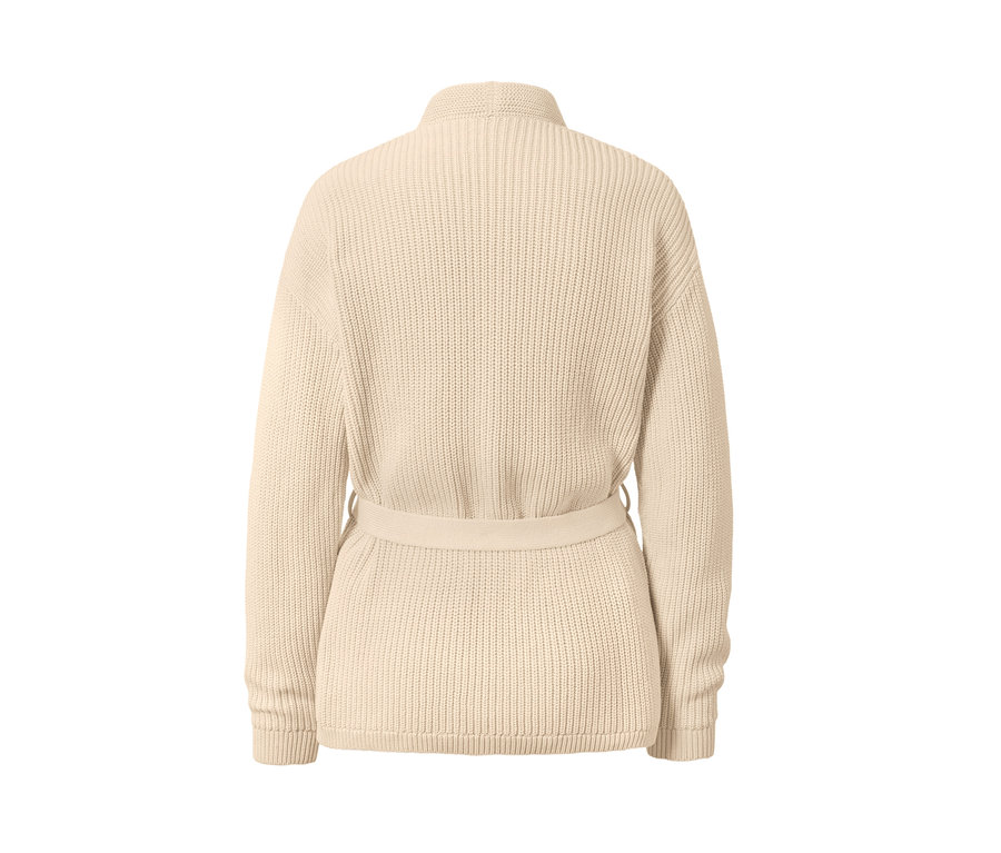 Rückansicht eines Wickel-Cardigans.