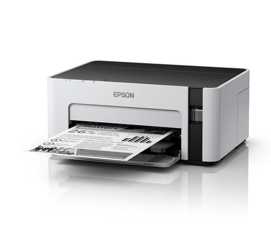 Der Epson EcoTank ET-M1120 Drucker druckt ein Dokument.