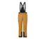 Eine Skihose in Camel mit schwarzen Hosenträgern und schwarzen Abschlüssen.