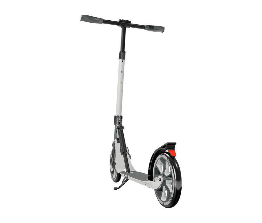 Detailansicht eines grau-weißen HUDORA BigWheel® 205 advanced Scooters.