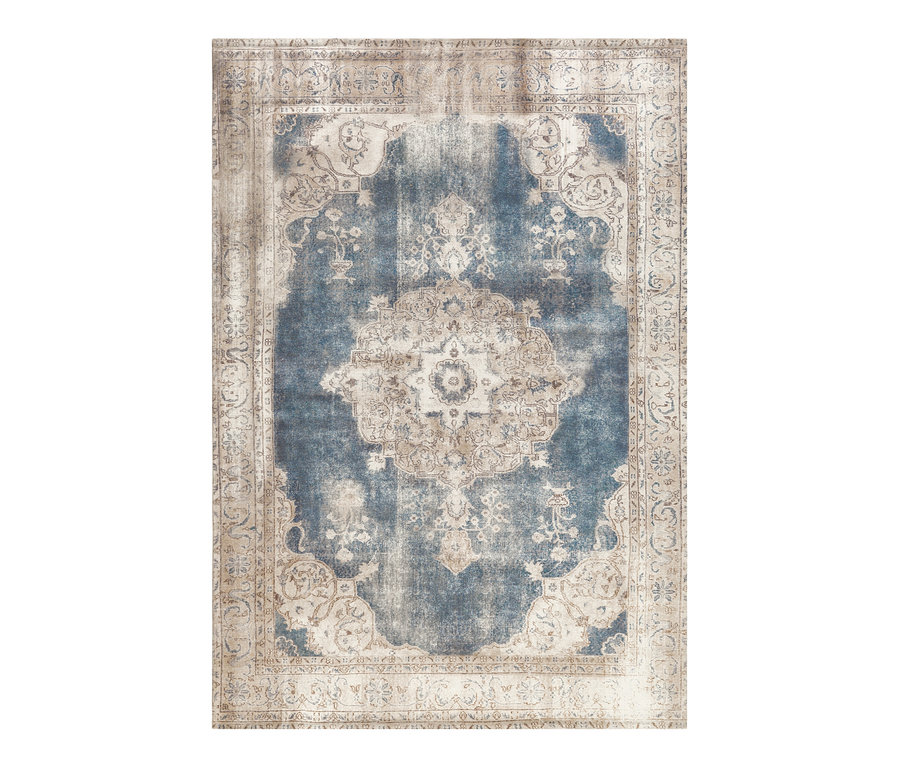 Kayoom Kurzflorteppich »Vintage 8400« Teppich mit blauem und beigem Muster.